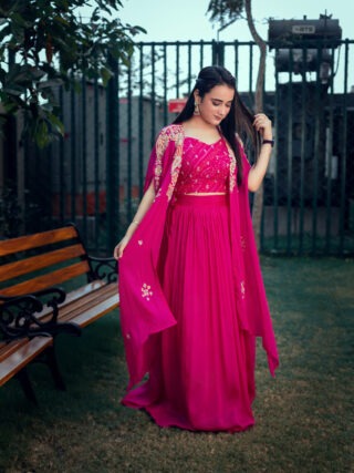 Pink skirt shrug set