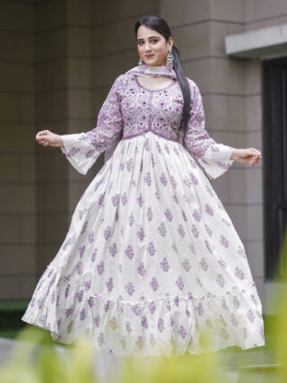 Mul Cotton Gown with Dupatta