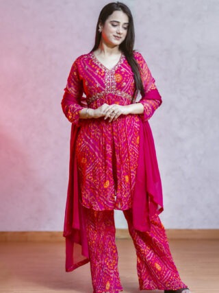 Pink front slit palazo set