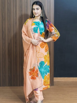 Peach crepe suit