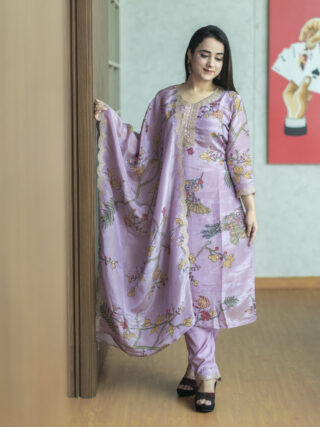 Lilac printed tissue suit