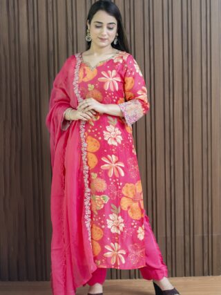 Pink printed russian silk