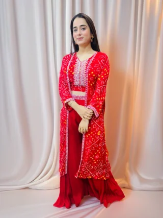Red Indo Western 3 Pcs Set
