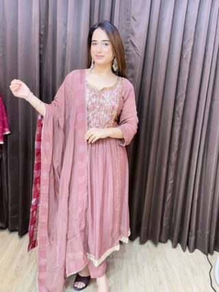 Mul chanderi suit “Mocha”